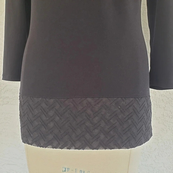 Ellen Tracy Keyhole Gold Button 3/4 Sleeves Black - Picture 10 of 10